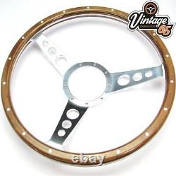 Classic Car 13 Riveted Light Wood Split Rim 3 Spoke Steering Wheel & Boss Kit