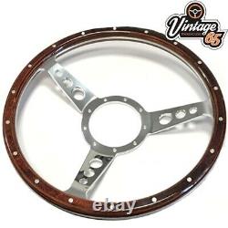 Classic Car 13 Riveted Light Wood Split Rim 3 Spoke Steering Wheel & Boss Kit