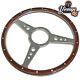 Classic Car 14 Flat 9 Hole Vintage Style Riveted Light Wood Rim Steering Wheel