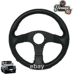 Classic Car 340mm Retro Black 3 Spoke Sports Black Vinyl Steering Wheel