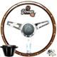 Classic Car Steering Wheel & Boss Kit 15 Riveted Wood Rim Semi Dished