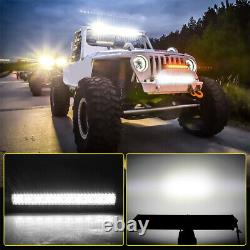 Curved 52INCH 3000W LED Light Bar Combo /w 4 48W Flood Spot Roof Driving Truck