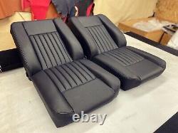 Deluxe Pair Black Fluted Leather Front Seats Fit Series 2/3 Land Rovers