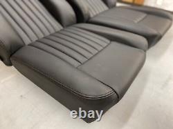 Deluxe Pair Black Fluted Leather Front Seats Fit Series 2/3 Land Rovers