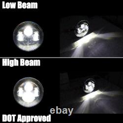 Dot Approved Pair 7 Round LED Headlights Hi/Lo Beam For Jeep Wrangler JK TJ CJ