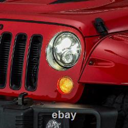 Dot Approved Pair 7 Round LED Headlights Hi/Lo Beam For Jeep Wrangler JK TJ CJ