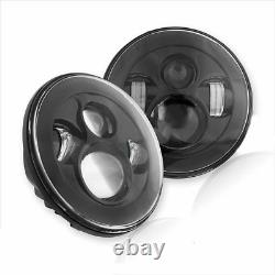 Dot Approved Pair 7 Round LED Headlights Hi/Lo Beam For Jeep Wrangler JK TJ CJ