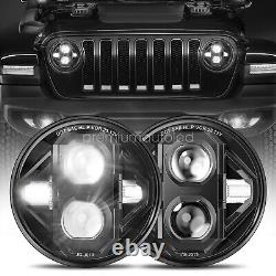 E-marked 7 inch Round LED Headlights Halo DRL For Jeep Wrangler JK LJ TJ 97-2018