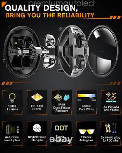 E-marked 7 inch Round LED Headlights Halo DRL For Jeep Wrangler JK LJ TJ 97-2018