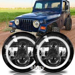 FOR 2007-2017Jeep Wrangler Unlimited JK 4Door7inch Round LED High Low Headlights