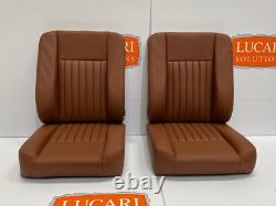 Fluted tan leather deluxe pair of front seats fit Series 3 Land Rovers