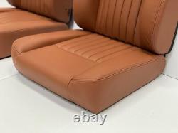 Fluted tan leather deluxe pair of front seats fit Series 3 Land Rovers