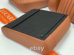 Fluted tan leather deluxe pair of front seats fit Series 3 Land Rovers