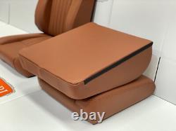Fluted tan leather deluxe pair of front seats fit Series 3 Land Rovers