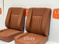 Fluted tan leather deluxe pair of front seats fit Series 3 Land Rovers