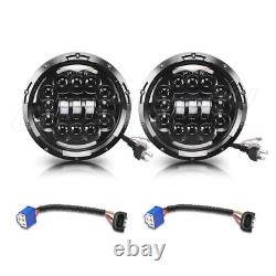 For Land Rover 90/110 Defender 200 Tdi/300 Tdi 2X7Inch Round LED Headlights DRL