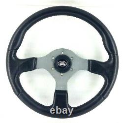 Genuine Momo Fighter 350mm black leather steering wheel. Land Rover centre. 7A