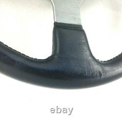 Genuine Momo Fighter 350mm black leather steering wheel. Land Rover centre. 7A