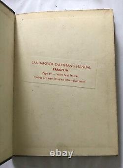 LAND ROVER SERIES 1 FIRST SALESMAN'S MANUAL MARCH 1956 RARE jax