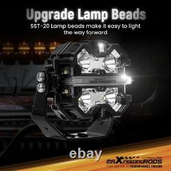 LED Driving Light Pods 3.5 270° Beam Pattern White Amber DRL 19200LM Waterproof