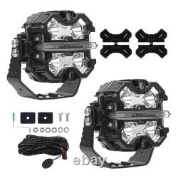 LED Driving Light Pods 3.5 270° Beam Pattern White Amber DRL 19200LM Waterproof