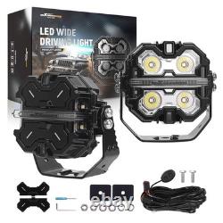 LED Driving Light Pods 3.5 270° Beam Pattern White Amber DRL 19200LM Waterproof