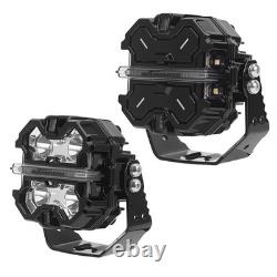 LED Driving Light Pods 3.5 270° Beam Pattern White Amber DRL 19200LM Waterproof