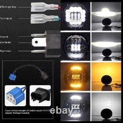 LED Headlights 110W BLACK CRYSTAL 7 Inch Headlamps for Land Rover Defender UK EU