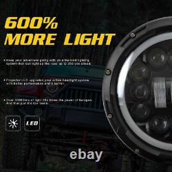 LED Headlights 110W BLACK CRYSTAL 7 Inch Headlamps for Land Rover Defender UK EU