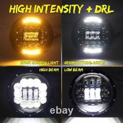 LED Headlights Pair For Land Rover Defender 90 110 RHD + LHD E MARKED 7 Inch H4
