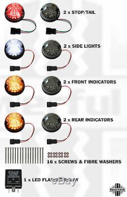 LED light upgrade set kit for Land Rover Defender series 2 3 90/110 smoked lens