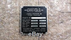 Land Rover 88 Series 3 III 1974 Tax Exempt V5 Log Book V5C & Chassis Tag Plate