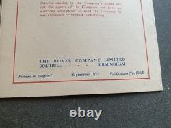 Land Rover Rover Cars Price List Brochure. Series 1, September 1955