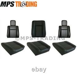 Land Rover Series 2 2a 3 Black Deluxe Vinyl Front Seat Set & 2 X Head Rests