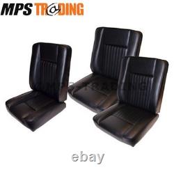 Land Rover Series 2 2a 3 Black Deluxe Vinyl Front Seat Set of 3 Seats DA4298