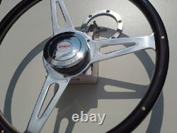 Land Rover Series 3, Steering Wheel, Dark Wood Riveted, Polished Boss + Spokes