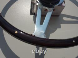 Land Rover Series 3, Steering Wheel, Dark Wood Riveted, Polished Boss + Spokes