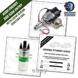 Lucas 25D Electronic Distributor Side Entry Cap Sports Coil 8mm Black HT Leads