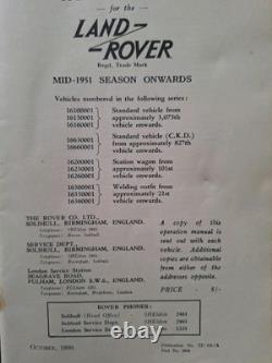 Original 1950 Land Rover Series 1 Owners Operation Manual Instruction Handbook