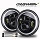 Pair 7 Inch Halo Angel Eyes Led Drl Headlights & Adapter For Land Rover Defender