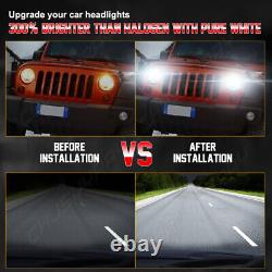 Pair 7 Inch Halo LED Headlight Headlamp For Jeep Wrangler JK TJ