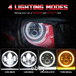Pair 7 Inch Round LED Headlights Hi/Lo Beam For Jeep JK Land Rover Defender 90