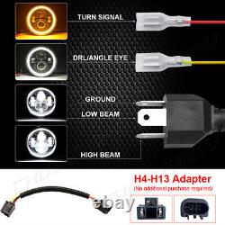 Pair 7 Inch Round LED Headlights Hi/Lo Beam For Jeep JK Land Rover Defender 90