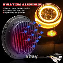 Pair 7 Inch Round LED Headlights Hi/Lo Beam For Jeep JK Land Rover Defender 90