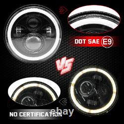 Pair 7 Inch Round LED Headlights Hi/Lo Beam For Jeep JK Land Rover Defender 90