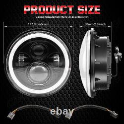 Pair 7 Inch Round LED Headlights Hi/Lo Beam For Jeep JK Land Rover Defender 90