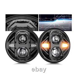 Pair DOT SAE Approved Newest 7 inch Round LED Headlights Z Cut Line Hi/Lo Beam