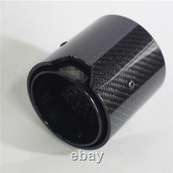 Pair Universal Carbon Fiber 71-93mm Car SUV Exhaust Pipe Tips Glossy Black