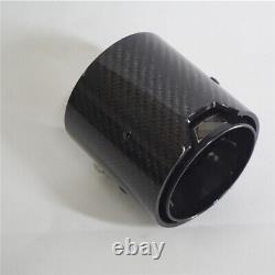 Pair Universal Carbon Fiber 71-93mm Car SUV Exhaust Pipe Tips Glossy Black