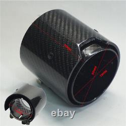 Pair Universal Carbon Fiber 71-93mm Car SUV Exhaust Pipe Tips Glossy Black